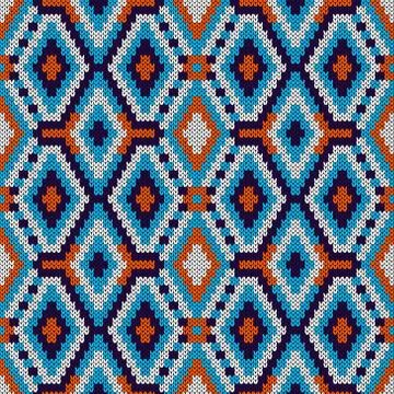 Ornate seamless knitted pattern Illustrazione stock