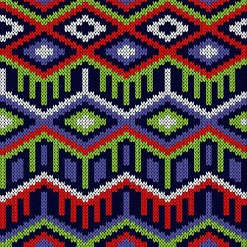 Ornate seamless knitted pattern Stock Illustration