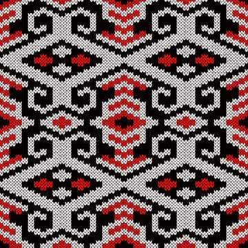 Ornate seamless knitted pattern Stock Illustration