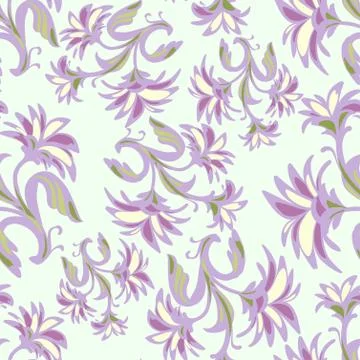 Ornate seamless pattern with abstract flowers. Stock Illustration