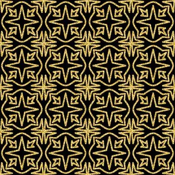Ornate seamless pattern gold black ornate oriental background Stock Illustration
