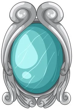 Ornate Silver Frame with Polished Blue Gemstone Center Illustration