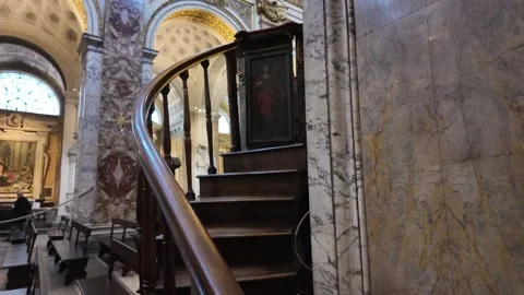 Ornate staircase leading to the pulpit inside a historic church 動画素材 326776775