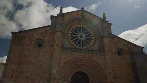 Ornate stone facade of Santo Tomas monastery, a historic national monument .. Stock Footage 335641042