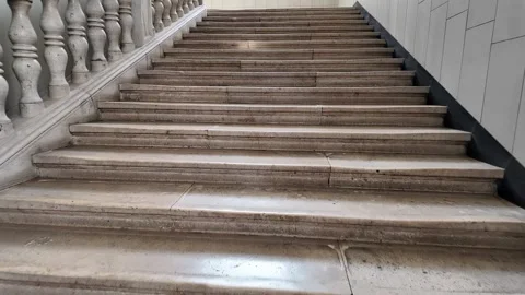 Ornate Stone Staircase in Urban Setting Stock Footage 293044581