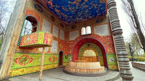 Ornate Symbolic Synagogue interior, Babyn Yar, Kyiv, Ukraine Stock Footage 325851611