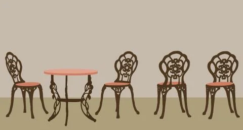 Ornate Table and Chairs Stock Illustration