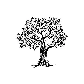 Ornate Tree with Detailed Leaves. Vector icon. Stock Illustration