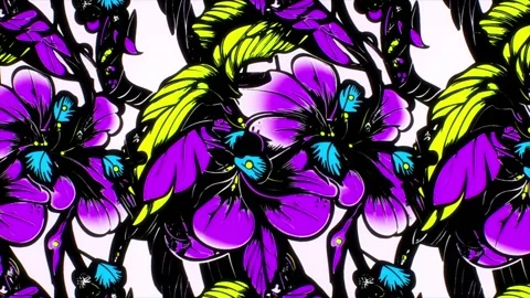 Ornate Tropical Pattern – Diagonal Motion Animation Stock Footage 306403404