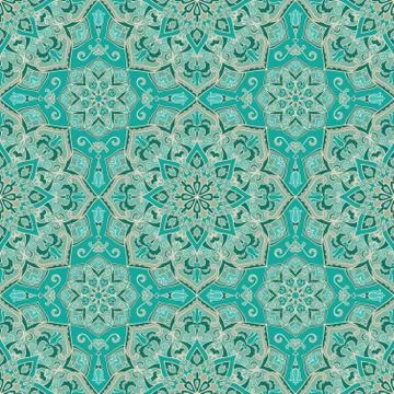 Ornate turquoise pattern. Stock Illustration