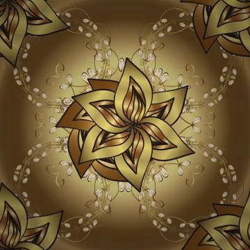 Ornate vector decoration. Golden element on brown and beige colors. Luxury, roya Stock Illustration