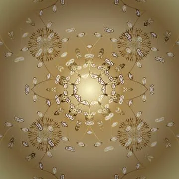 Ornate vector decoration. Golden pattern on beige and yellow colors with golden Illustrazione stock