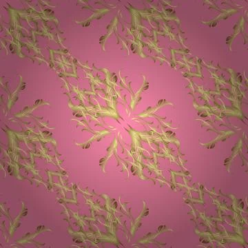 Ornate vector decoration. Golden pattern on neutral, yellow and pink colors with Stock Illustration