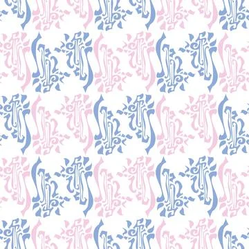 Ornate Vector Repeatable Backdrop Texture In Pale Pink And Blue Stock Illustration