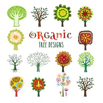 Ornate vector trees. Stock Illustration