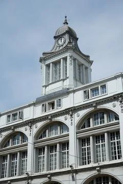 Ornate White Building With Clock Tower And Dome, Sheffield, England Stock Photos