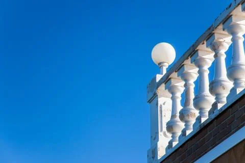Ornate white railing Foto stock