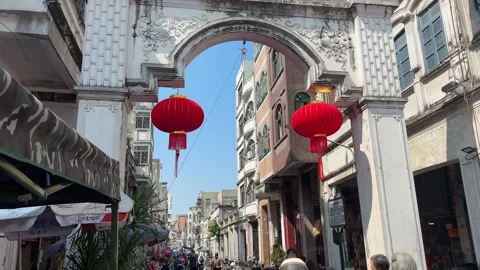 Ornate Window Frames and Textures of Haikou Qilou Buildings 4K Stock Footage 331972425