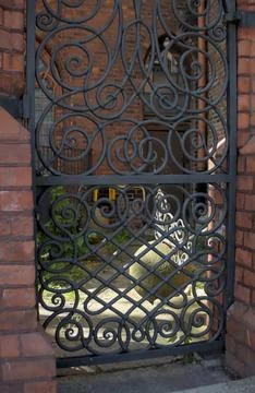 Ornate Wrought Iron Gate Pattern at National Museum in Gdansk Poland. Stock Photos