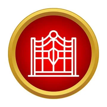 Ornate wrought iron gate security entrance icon Stock Illustration