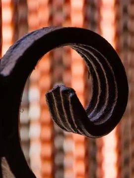 Ornate wrought iron railing scroll sueras spain Stock Photos