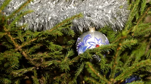 An ornated christmas tree with decorations Stock Footage 60057171
