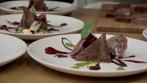 Ornating steaks Stock Footage 79507758