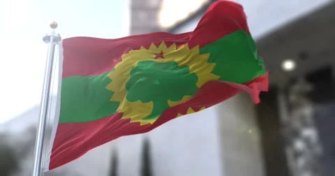 Oromo liberation front flag waving-seamless-loop-4k-60fps 库存影片 346144367