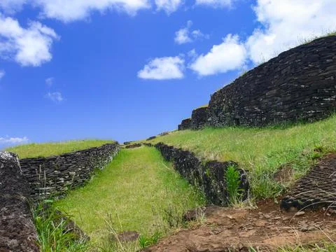 Orongo, the relevance of Easter Island. Stock Photos