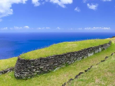Orongo, the relevance of Easter Island. Stock Photos