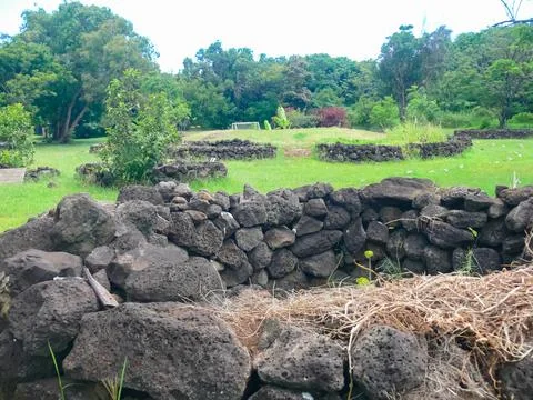 Orongo, the relevance of Easter Island. Stock Photos
