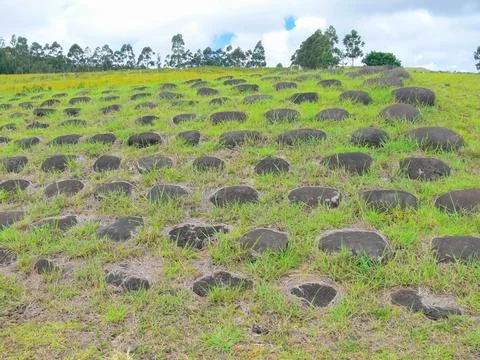Orongo, the relevance of Easter Island. Stock Photos