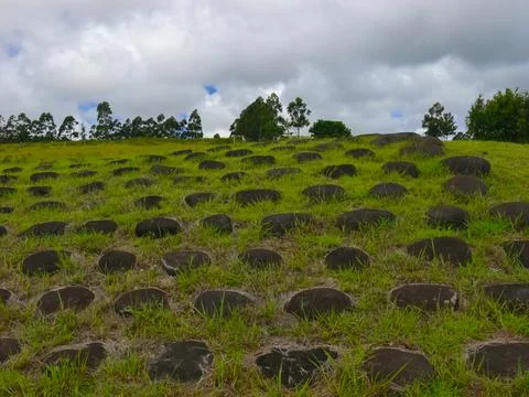Orongo, the relevance of Easter Island. Stock Photos