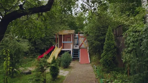 An orphanage on the plot, a beautiful territory of a private house Stock Footage 315002364