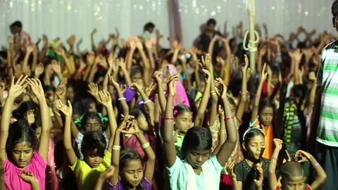 Orphaned Children pray in India Stock Footage 142185774