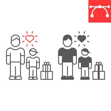 Orphans help line and glyph icon Stock Illustration