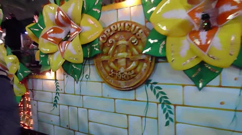 Orpheus logo on side of Mardi Gras float Stock Footage 52373616