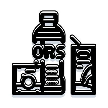 Ors oral rehydration solution package types Stockillustratie