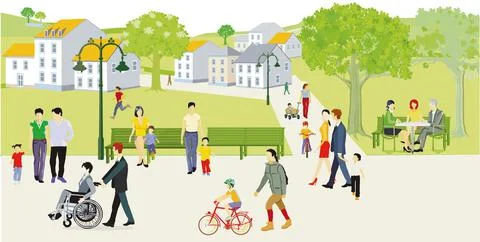 Ort mit Park Stock Illustration
