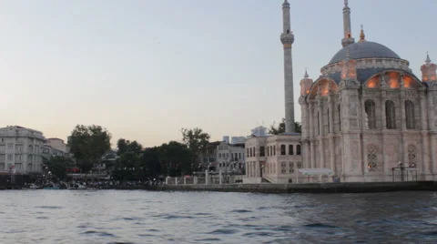 Ortakoy Mosque at Dusk Stock Footage 57802791