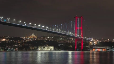 Ortakoy at night  timelapse Stock Footage 144335886