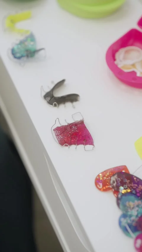 Orthodontic plates for teeth alignment and bite correction. Hawley retainers. Stock Footage 269043427