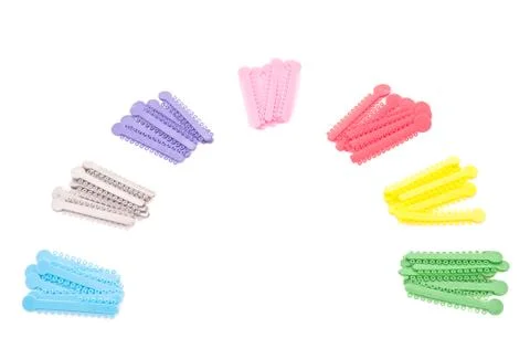 Orthodontics elastomeric rings for locking archwire to brackets in orthodonti Stock Photos