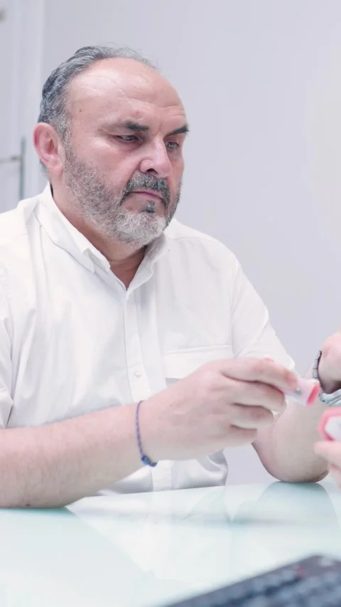 Orthodontist explaining invisible aligner treatment to a patient. Vertical Stock Footage 335389926