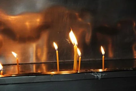Orthodox Candles Lighting Stockfoto's