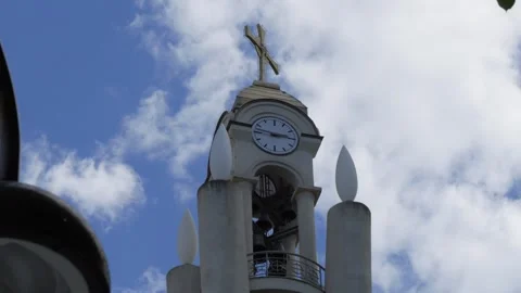 Orthodox Cathedral of the Resurrection Clock Tower and Cross, Tirana Stock Footage 342714798