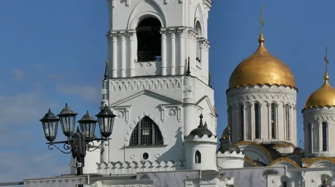 Orthodox Cathedral white stone 12 century Stock Footage 66742598