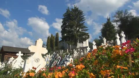 Orthodox Cemetery, Graveyard, Cross, Churchyard Stock Footage