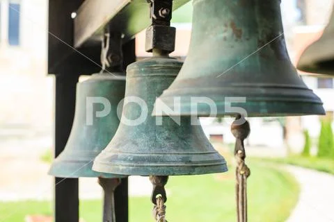 Orthodox Christianity bells Manasija Monastery Stock Photos