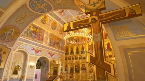 The Orthodox Church inside Stock Footage 110775886